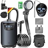 KESSER® Campingdusche Solardusche mit Pumpe & wiederaufladbarem Akku 4000mAh Mobile Dusche | Camping Dusche Set inkl. einstellbarem Duschkopf, 2m Schlauch, Sprühpistole, Halterung & 20L Wasserbehälter