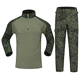 Tarnanzug Herren Paintball Combat Shirt Taktische Hose Langärmlige mit 1/4 Reißverschluss Militär Anzug Outdoor Camouflage Jagdbekleidung BDU Taktisch Uniform