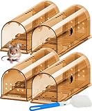 4x Motel Mouse Mausefalle Lebend - Einfach zu Bedienen, Einfach zu Reinigen, Wiederverwendbar, Berührungsfreie Freigabe Verbesserter Hochsensibler Auslösemechanismus Mit Handbuch und Video auf Deutsch