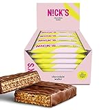 NICKS Riegel Schokolade Wafer, Low carb Waffel Kekse Schokoriegel, 165 Kalorien, Snack bar ohne Zuckerzusatz Glutenfrei Süssigkeiten (24 Kexbar x 35g)