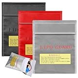 Pavlleen 3 Stück Feuerfest Wasserdicht Safe Bag, Feuerfeste Akku Tasche, Lipo Sicherheitstasche, Explosionsgeschützte Dokumententasche, Kleine Tasche für Batterie, Pass, Schmuck, Bargeld