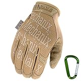Mechanix WEAR ORIGINAL Einsatz-Handschuhe, atmungsaktiv & abriebfest + Gear-Karabiner, Original Glove in Schwarz, Coyote, Multicam/Größe S, M, L, XL (XL, Coyote)