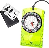 ‎CTDMJ Kompass， kompass Outdoor, kompass Kinder, mit Multifunktions Karte 11 in 1 Multitool Karte, Leuchtend kompas, Wanderkompass für Wandern und Outdoor Survival, Camping, Navigation (2 Stücke)