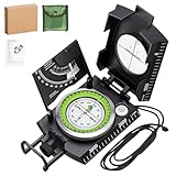 Wanderkompass, Professioneller Taschenkompass Mit Clinometer Und Transporttasche, Multifunktionaler Militär Marschkompass, Peilkompass Compass Mit Fluoreszierendem Design Für Camping Hiking (Schwarz)