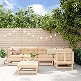 Gecheer 6-TLG. Gartenmöbel Set Holz Sitzgruppe Garten Loungemöbel Gartenlounge Sofa Lounge Sofa Terrassenmöbel Gartensofa Sitzgarnitur Gartengarnitur Garten Lounge Set Massivholz Kiefer