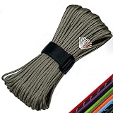 Survival Paracord 550 Fire Paracord Survivor Nlyon Seil Schnur 10 Stränge US Military Typ III 550 Fallschirmschnur mit integrierter Angelschnur, Fire-Starter Zunder 4-in-1 (Camo Gray Earth)