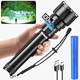 daphomeu Extrem Helle LED Taschenlampe mit 10000mAh Akku, 500000 Lumen Wiederaufladbar, Wasserdichte Taktische Taschenlampe mit 5 Lichtmodi, Ideal für Camping, Klettern, Wandern und mehr