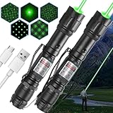 LETEAPII [2 Packungen] Grünlicht-Taschenlampe, wiederaufladbar, lange Reichweite, einstellbarer Fokus, taktischer Strahl für Outdoor-Reisen, Camping, Präsentationen, TV/LED/LCD-Bildschirme und