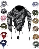 THE ART BOX 100% Baumwolle Militär Herren Scarf Tactical Desert Arab Scarf für Männer Gesichtsmaske Hals Bandana Shemagh Schal Wrap Schals Afghanischer Schal, 110cm x 110cm, Schwarz