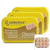 OHROPAX Classic Wachs Ohrstöpsel, 12 Stück (3 Packungen à 4 Paar), Rose
