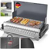 KESSER® Klappgrill tragbarer Camping Grill | Holzkohlegrill aus pulverbeschichtetem Stahl inklusive Grillrost, Grillmatte & Tragetasche | Faltbar BBQ ideal für Camping, Picknick & Angeln