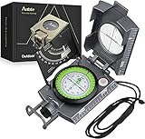 Anbte Kompass Militär Marschkompass mit Klinometer IP65 Wasserdicht Professioneller Navigation Compass mit Tragetasche Outdoor Peilkompass für Jagd Camping Wandern (Dunkelgrau)