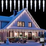 CCILAND Eiszapfen Lichterkette Außen, 4M 40 LED Eiszapfen Lichterkette Weihnachten mit 8 Modi Timer, Wasserdicht Eiszapfen-lichterkette Zapfen für Haus Dachtraufe Balkon Fenster Deko-Weiß