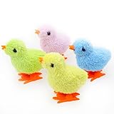 FaJoek 4 Stück Ostern Aufzieh Huhn Spielzeug, Aufziehspielzeug Küken, Huhn Spielzeug Geschenk Geht für Kleine Junge Und Mädchen, Osterdeko Küken, küken Spielzeug Oster, Ostern Osternest Deko