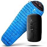 ALPIN LOACKER Leichter Sommer Schlafsack & Hüttenschlafsack 460g I Daunen Sommerschlafsack Ultraleicht mit kleinem Packmaß, Blau