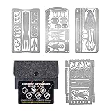 PSKOOK Survival Multitoolkarte Notfall Camping Tool EDC Kit in Ihrer Brieftasche Outdoor Hunting Fishing Wanderausrüstung (Silber Set)