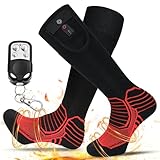 Dr.warm Beheizbare Socken Wiederaufladbare, Elektrische Beheizte Socken für Damen Herren, Winter Heizsocken mit 2 x 3000 mAh Akkus für Radfahren Skifahren Angeln Bergsteigen, Rot L