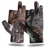 EAmber Camouflage-Jagdhandschuhe, fingerlos, rutschfest, Sonnenschutz, leicht, Angeln, Bogenschießen, Zubehör, Jagd, Outdoor, (M)