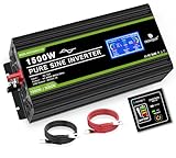 NOVOPAL Wechselrichter 1500W 12v auf 230v Reiner Sinus Spannungswandler mit LCD-Display und USB-Anschluss + 2AC Steckdosen und 5m-Fernbedienung