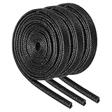 QUARKZMAN 3 Stück Drahtisolierungsgeflecht Feuerschlauch, 1 Meter - 2mm ID Schwarz, Hochtemperatur-Silikonglasgewebeschlauch für Automobil-Schlauchleitungen Elektrische Verkabelung