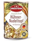 DREISTERN Hühnernudeltopf 400g I Mit Hühnerfleisch & Gemüse I Herzhafter Eintopf in recyclebarer Konservendose I Lange Haltbarkeit dank natürlicher Konservierung I Hausmacher Qualität