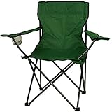 Nexos Angelstuhl Anglerstuhl Faltstuhl Campingstuhl Klappstuhl mit Armlehne und Getränkehalter praktisch robust leicht dunkelgrün
