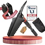 ALBAJ Klappspaten 9-in-1 – Faltbare Survival Schaufel mit Wurzelsäge, Feuerstahl & Tasche – Kompaktes Outdoor-Werkzeug – Geschenke für Männer, ideal für Camping, Bushcraft & Notfälle