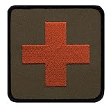 Café Viereck ® Bundeswehr Sanitäter Kreuz Medic Patch Gestickt mit Klett - 8 x 8 cm oliv