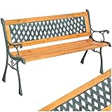 tectake® 2-Sitzer Gartenbank wetterfest, Gartenbank Holz im Landhausstil für Wintergarten Möbel, als romantische Balkonbank, Holzbank Garten, Gartenmöbel Bänke 128 x 51 x 73 cm