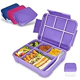 IJIAMY Brotdose Kinder mit Fächern, 1300ml Jausenbox Kinder, Auslaufsicher Bento Box, Lunchbox Kinder, Vesperdose für Kindergarten & Schule (Lila)