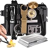 Retoo Survival Kit, Outdoor Ausrüstung mit Kompass, Taktische Taschenlampe, Rettungsdecke, Survival Ausrüstung für Camping, Bushcraft, Wandern, Jagden, Notfall Survival Set für Männer 12 in 1