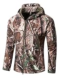 YFNT Herren Taktisch Softshell Fleecejacke Camouflage Hoodie Outdoor Wandern Wasserdicht Mantel Jacken, Tote Blatter Tarnung, XXL