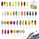 Blinker Angeln Set: PRITOK 43 Stück Forellenköder, ForellenAngeln Köder, Spoon Forellenset mit Aufbewahrungsbox, Metall Spinning Angeltrolle für Hecht, Zander, Barsch und Forelle