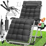 KESSER® Sonnenliege Liegestuhl Klappbar & Wetterfest, Gartenstuhl Belastbar 200kg Ergonomisches Polster Extra Breit Verstellbare Rückenlehne Gartenliege inkl. Nackenkissen & Getränkehalter, Anthrazit