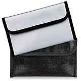 Feuerfeste Dokumententasche Feuerfeste Tasche 2 Stück (20 x12cm) Brieftasche Klein Geldtasche Feuerfest Wasserdicht Geldaufbewahrung für A4 Dokumente Passport Bankdatei Geld Wertsachen