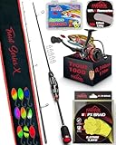 Paradox Fishing Komplett UL-Ruten Set I Trout Series X Rute I 1,85m Wg. 1,2g-4g I 1000 Rolle 10 Spoons 2,5g -Forellenrute Ultralight Rute – UL Rute