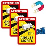 PRINT.GG Toter Winkel Magnet Aufkleber Frankreich LKW Bus wohnmobil - Attention Angles morts Magnet Aufkleber LKW Bus wohnmobil (Lastwagen/LKW/Wohmobile, 3 Stück)