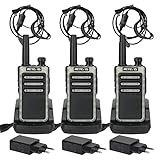 Retevis RB666 Walkie Talkie 3 set, Tragbares Funkgerät Wiederaufladbares Schnellladegerät USB-C, PMR446, LED Falshlight, Professionelles Walkie Talkies mit Headset für Familie (3 Stück, Schwarz)