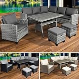 BRAST® Gartenmöbel Set Hacienda | bis zu 10 Personen viele Farben | inkl. Kissen & Abdeckung | TÜV geprüft | Outdoor Loungemöbel Sitzgruppe Essgruppe Garnitur | Grau/Anthrazit