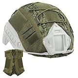 Rapidbok Taktischer Helmüberzug, Paintball Helm Abdeckung, Tarnung Helmbezug de Nylontuch, Airsoft Helm Zubehör, Tarnung Taktische Helmtasche kompatibel mit BJ PJ MH Schneller Helm Größe M/L (Grün)