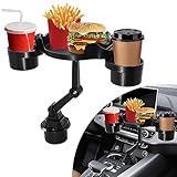 Idota Auto Getränkehalter Tisch mit Handyhalter, 3 in 1 Getränkehalter Auto Verlängerung 360° Verstellbares Becherhalter Auto Multifunktionstisch mit Antirutschmatte für Frites/Burger/Geldbörsen