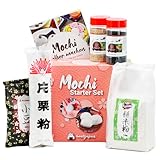 Mochi Kochset für japanische Reiskuchen – 6-tlg. | 5 leckere Rezepte selber machen: in den Sorten Eis, Schoko, u.v.m., glutenfrei & vegan, Geschenkidee | mit Klebreismehl, Sesam und Adzukibohnen
