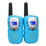 Retevis RT388 Kinder Walkie Talkie, Spielzeug mit großer Reichweite für 3-12 Jahre, 8 Kanal LCD Taschenlampe, Geschenke für Camping, Abenteuer, Wandern (1 Paar, blau)