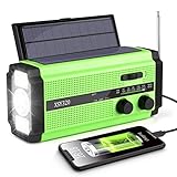 MILFECH Solar Radio, AM/FM Kurbelradio Tragbar Notfallradio mit 5000mAh Wiederaufladbare Batterie, 3 Modi LED Taschenlampe, LED Leselampe, SOS Alarm und Handkurbel Dynamo für Camping, Reisen (Grün)