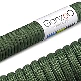 Ganzoo Paracord 550 Seil Army Green 4mm Schnur Typ 3, Nylon & Polyester, ideal für Basteln von Hundeleine Halsband Armband/Camping Survival und Outdoor 3 Meter Allzweckseil 7 Innenstränge
