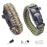 Überlebensarmband, Protection Paracord Armband, Das Lebensrettende Ausrüstungsset Enthält Einen Kompass,EIN 3,6 Meter Langes Regenschirmseil, Einen Feuerstarter, Minisäge Und Eine Pfeife, Zwei Farben