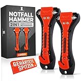 Heldenwerk® Notfallhammer fürs Auto [2er Set] - Nothammer mit Gurtschneider & gehärteten Spitzen - Notfall Hammer, Sicherheitshammer mit Gurtmesser