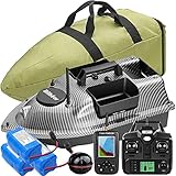 Bilbear GPS Köderboot Futterboot mit Echolot und GPS Köderlieferboot Karpfenfischen Angelköderboot,Fischfinder mit Sonarsensor,Ersatz-Akku,Handtasche (Kohlenschwarz Boot mit Fischfinder)