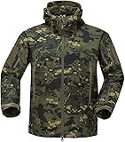 Czen Herren Taktische Camouflage Softshell Jacke Herbst Winter Outdoor Armee Militär Fleece Gefütterte wasserdichte Jacke Mit Kapuze Outwear Wandern Jagdmantel (cp Green,L)