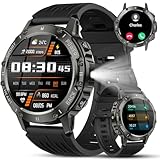 Smartwatch Herren, 1.45' HD Smart Watch Herren mit Anrufe tätigen/Empfangen, 114+Sportmodi Fitnessuhr mit Herzfrequenz/Schrittzähler/Schlafmonitor, IP68 Wasserdicht Sportuhr für Android iOS, Schwarz